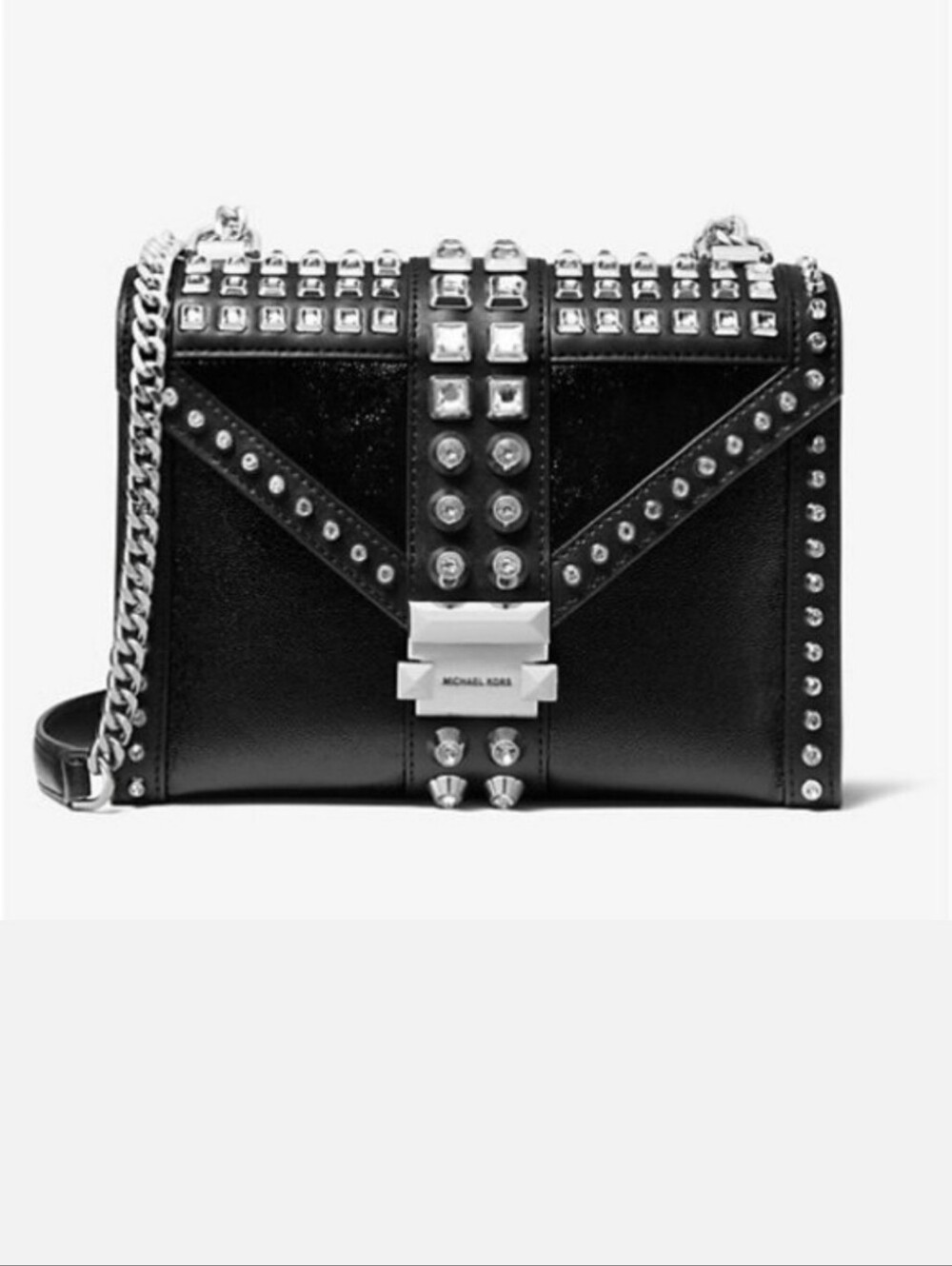 Like New Michael Kors Whitney Large Crystal Embellished Leather bag